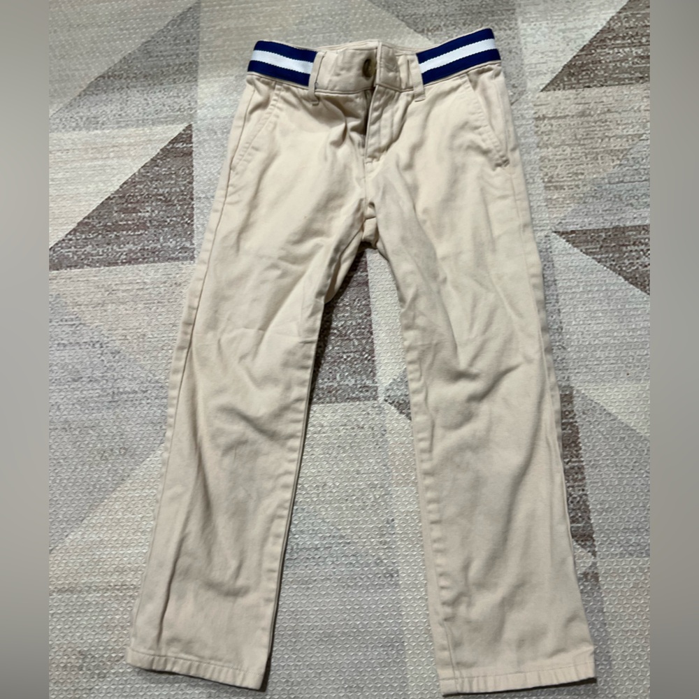 Janie and Jack Beige Pants with Navy Stripes